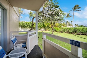 Private outdoor lanai off the living room and bedroom