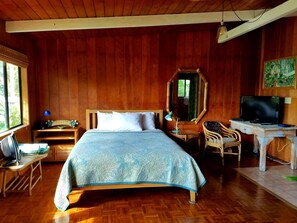 Queen Bed, Desk, Flatscreen TV