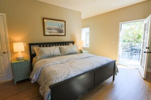 The back porch connects to both the dining room and the master bedroom.