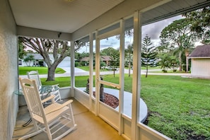 Serene front porch view