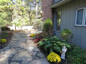 stone path to back patio