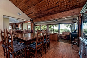 This is the main living area with spectacular views of Lake Whitney!