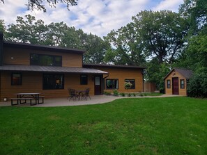 Front of cabin and bunk house (on the right)