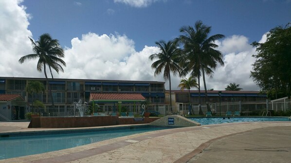 View from the pool. F-3 is behind this row.