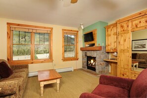 The living area is spacious and cozy