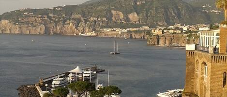 Breathtaking view over Sorrento Harbour and coast landscape; 