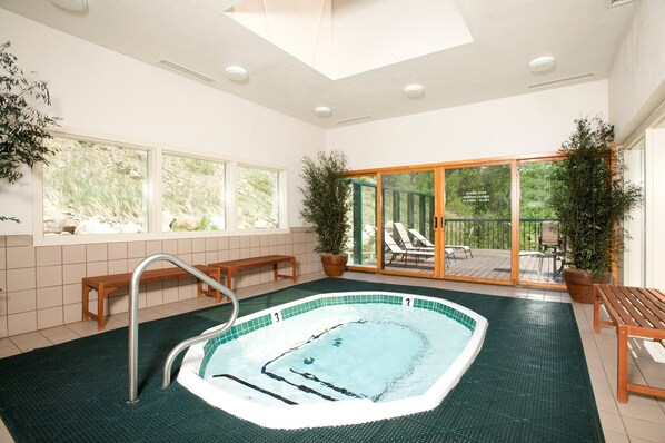 Soothe your muscles in the indoor hot tub.