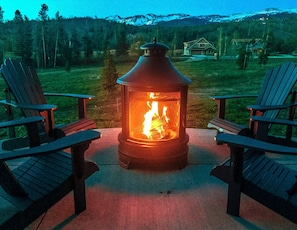 New fire pit chimney on the patio.