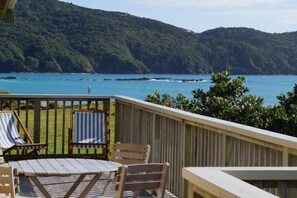 Enjoy the sun and stunning sea view from the deck