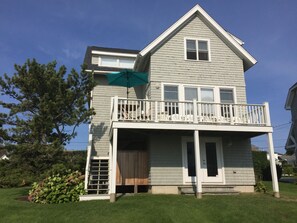 Enjoy stunning views of the beach and cliff walk from the living room and deck