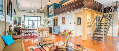 Lounge area in open floor plan