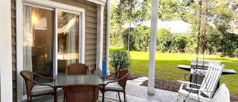 Grill and dine on the patio with private views