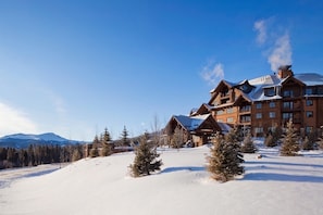 Front of Grand Lodge on Peak 7. Parking space in heated garage included in renta