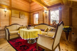 Living room with mountain view.