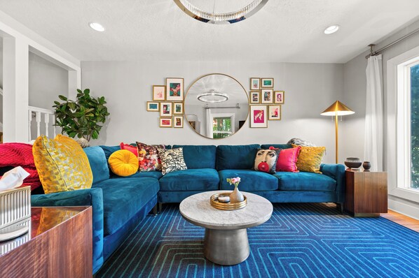 Spacious, bright, and comfortable living room