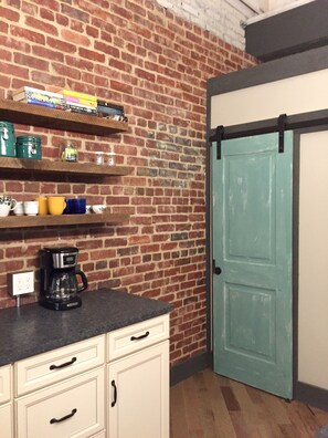 Kitchen / Pantry with sliding barn door