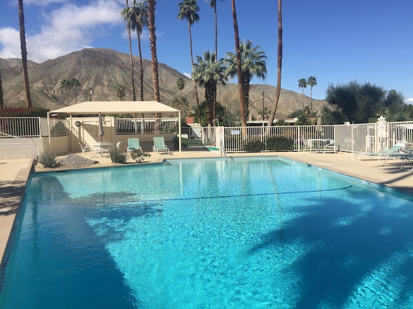 These gorgeous mountains surrounding the expansive pool are truly breathtaking!