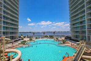 One of many large outdoor pools