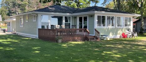 Front of the cottage  that faces the lake