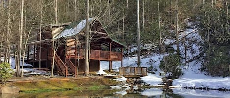 Winter Snow Cabin View