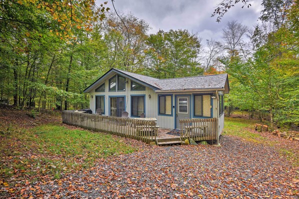 The secluded home includes over 1,000 square feet, 3 bedrooms, & 2 baths.