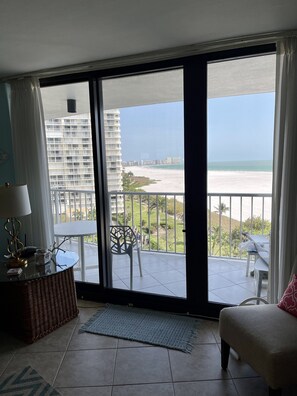 View south down the Marco beach from living room