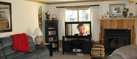 Living Room with Wood Fireplace