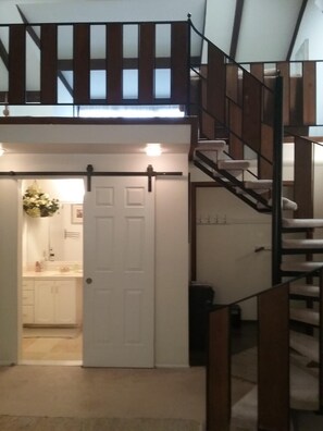 Sliding Barn Door to Private Bathroom 