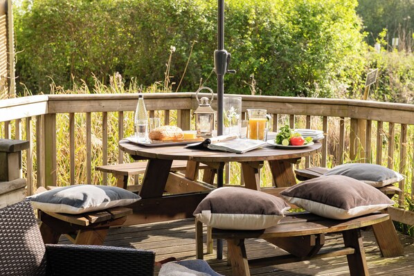 Our secluded sundeck is tranquil yet close to pools, spa other LME facilities.