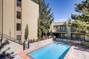Enjoy the pool and hot tub terrace in the courtyard