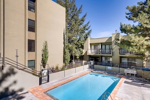 Enjoy the pool and hot tub terrace in the courtyard