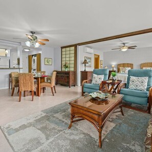 living room and dining table