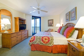 Drift to sleep in the comfortable bed after a wonderful day outside.