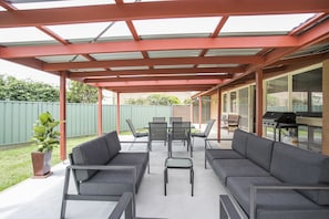 Lovely pergola area for outside entertaining and a four burner bar-b-que