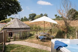 Good sized garden with your private hot tub and outside dining