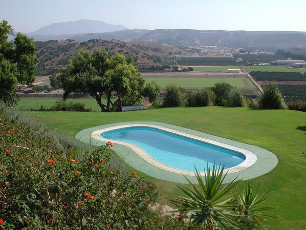 View of the pool from front terrace