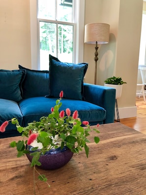 Family Room with Velvet Couch