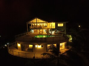 Exterior Drone View - VistaMar at night