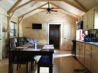 2BR/1BA Amish Built Cabin Located on Pond at Rippling Waters Campground