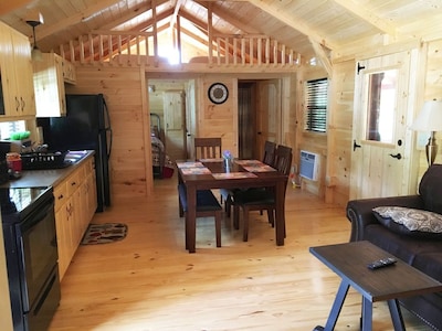 2BR/1BA Amish Built Cabin Located on Pond at Rippling Waters Campground