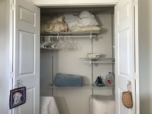 Large closet with organizer.