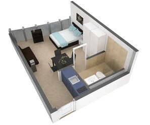 3D floor plan Bourbaki II - Allmend HITrental Apartment