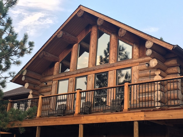 Authentic log home with chinked Ponderosa pine logs