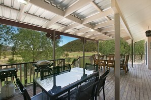 The outdoor eating area with the view