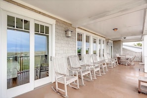 Loads of out door seating from 3 Oceanfront Decks + 3 Outdoor Dining Tables