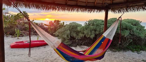 Imagine watching the sunset in this comfortable hammock