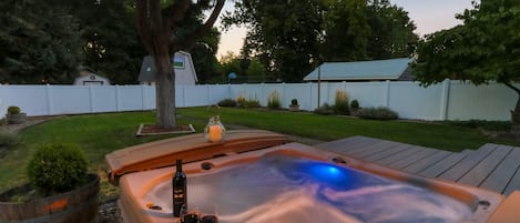 Spa located in the spacious fenced back yard.