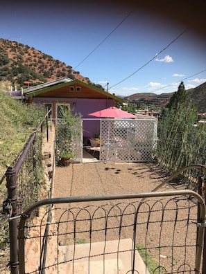 View from parking. Only four steps down to house!