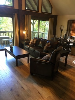 Living room with full size sleeper sofa