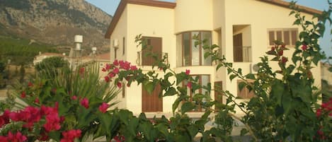 back of the house and view of the mountains